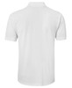 A white polo shirt featuring a classic design and a logo on the back.