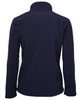 A navy blue polar fleece jacket with a full zip and high collar, featuring a branding logo.