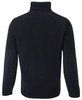 A black polar fleece jumper featuring a half zip and a high collar. Includes a logo on the garment.