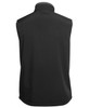 A black three-layer softshell vest featuring a high collar and no sleeves, displaying a simple, sleek design.