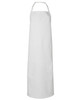 A white vinyl apron with a neck strap, suitable for workwear purposes. It has a solid, durable design.