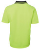 A lemon green work polo shirt with a black collar, featuring a logo on the chest.