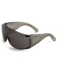 Safety sunglasses in dark grey with a sleek design, featuring ventilation on the sides and a branded logo.