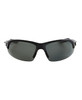 Polarised sunglasses in black with grey lenses, featuring sporty styling and a branded design.