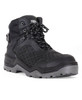 A black waterproof boot featuring a rugged design, sturdy sole, and textured mesh upper, with branding visible.