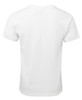 A white fitted T-shirt with a plain back and short sleeves, featuring a logo.