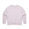 A light pink jumper with a round neckline and long sleeves. It has a logo in one corner.