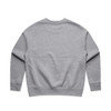 A grey jumper with a classic crew neck and long sleeves, featuring a simple design on the back.