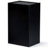 A black box with a simple design, featuring a lid on top and a smooth surface. It has a logo on one side.