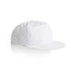 A white Surf Cap featuring a structured design and a curved brim, with a small logo on the side.