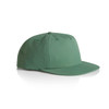 A green cap with a flat brim and ventilation holes, featuring a logo on the front.