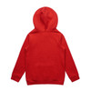 A red hoodie with a hood, featuring long sleeves and a simple design. The back is plain without any logos.