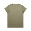 A green t-shirt featuring a plain back design and a small logo.
