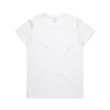 A white t-shirt with a classic crew neck and short sleeves, featuring a plain back and a logo on the tag.