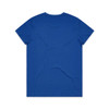A blue t-shirt featuring a plain back design. Includes a branding logo.