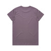 A plain purple t-shirt with a classic crew neckline and short sleeves. It features a branding logo on the back.