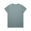 A green t-shirt with a simple design and a branding logo on the back.