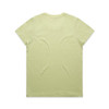 A light green T-shirt with a round neckline and short sleeves, featuring a logo.