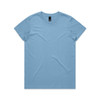 A light blue T-shirt with a crew neck and a small logo on the label.