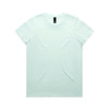 A light mint green t-shirt featuring a crew neck and a brand logo on the tag.