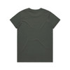 A dark green t-shirt with a plain back, made from soft fabric. It features a simple design and has a logo.