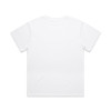 A plain white T-shirt with a back view, featuring a smooth fabric texture and a simple design.