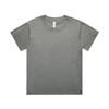 A grey T-shirt featuring a round neckline and short sleeves. The shirt includes a label inside and has a plain design.
