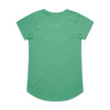 A green T-shirt with short sleeves and a rounded hem. The back is plain with a subtle texture.