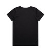 A black T-shirt with a standard crew neck and short sleeves, featuring a plain back.