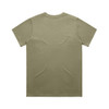 An olive green t-shirt with a classic cut, featuring a plain back and no visible designs or logos.