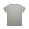A grey classic t-shirt with short sleeves and a plain back, featuring a logo.