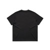 A plain black T-shirt with a relaxed fit, featuring a simple design and no visible branding on the back.