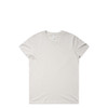 A light grey t-shirt with a round neckline and short sleeves, featuring a logo on the label.