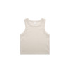 A light beige rib crop tank with a simple design and a logo on the label.