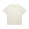 A plain cream heavy T-shirt with short sleeves and a regular fit, featuring a logo on the label.
