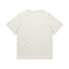 A cream-coloured t-shirt featuring short sleeves and a plain back design. It has a branding logo.