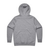 A grey hoodie with a spacious hood and long sleeves, featuring a back view design.