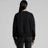 A black crew jumper featuring a relaxed fit and ribbed cuffs, shown from the back. The model is wearing black jeans.