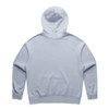 A light blue hoodie with a hood and ribbed cuffs. The back is plain and features a logo.
