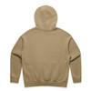 A beige hoodie with a spacious hood and a clean back design, featuring a logo on the back.