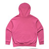 A pink hoodie featuring a classic hooded design and a back view. It includes a brand logo.