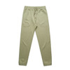 A pair of light green track pants with an elastic waistband and cuffs. The pants feature a simple, slim design.