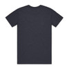 A dark grey t-shirt with short sleeves and a round neckline. The back view is displayed.