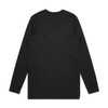 A long-sleeved black T-shirt with a plain back and fitted cuffs, featuring a small logo.