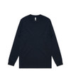A long-sleeve tee in dark navy, featuring a simple design and a small logo. Ideal for casual wear.