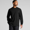 A long-sleeve black t-shirt featuring a simple design and a logo. Suitable for casual wear.