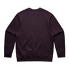 A dark purple jumper with a crew neck and no visible design elements on the back. It features long sleeves and elastic cuffs.