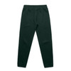 Dark green track pants with an elastic waistband and tapered legs, featuring a logo.