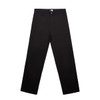 Black relaxed pants with a straight-leg design, featuring a front button and logo on the waistband.
