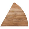 A wooden cheese board featuring a triangular wedge shape with a natural finish and visible grain patterns.